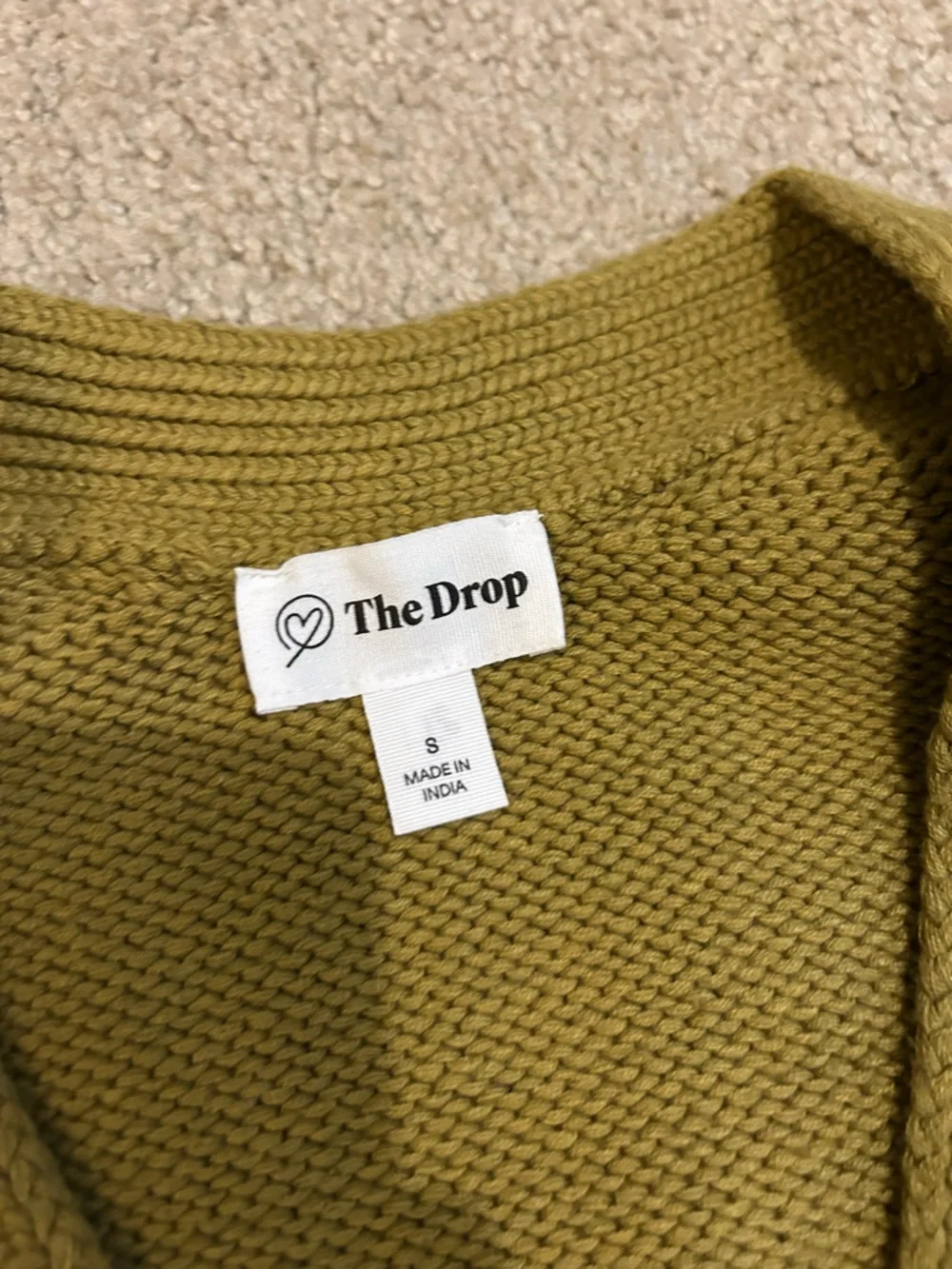 The Drop Brigitte cardigan olive green cotton sweater size Small S - Picture 5 of 10